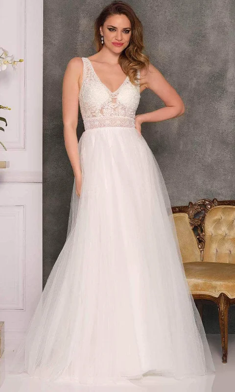 Flash Sales Elegant Details Dave & Johnny Bridal A10461 - Laced Waistband Bridal Gown