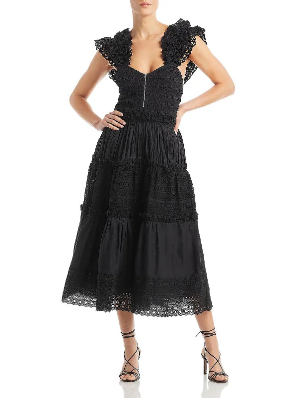 New Styles Just In Dreamy Draping Marley Womens Eyelet Flutter Sleeve Midi Dress