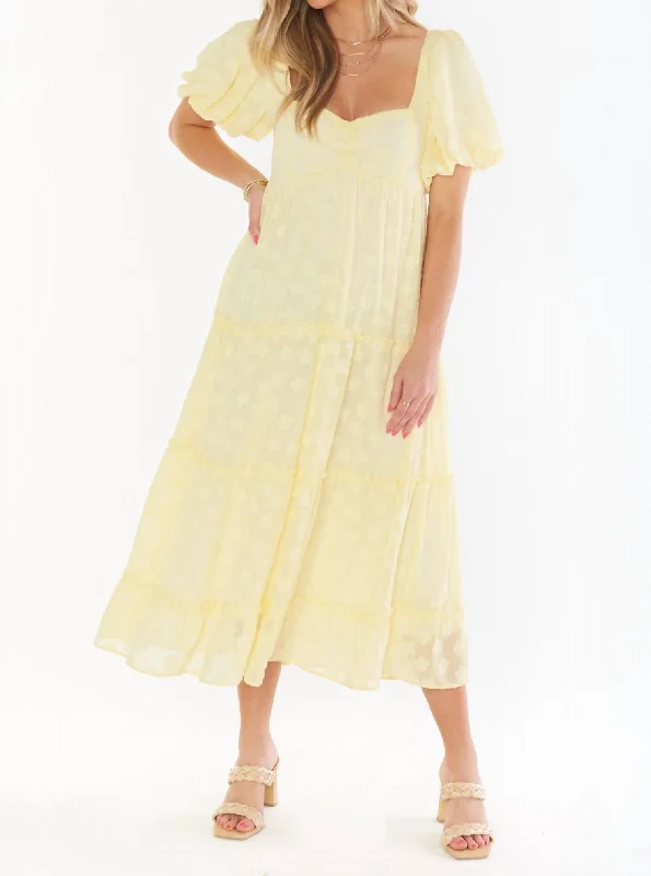 Budget-Friendly Fashion Limited - Edition Drops Odette Midi Dress in Yellow Daisy