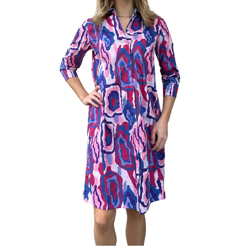 Elevated Casual Discounts Summer Fashion Clara Mini Dress In Magenta/midnight