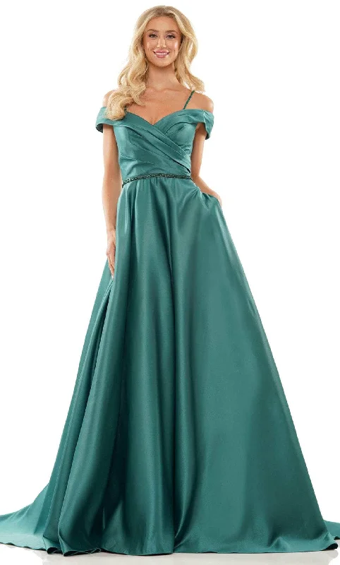 Absurdly Cheap Sale Final Clearance Colors Dress 2938 - Off Shoulder Satin Prom Gown