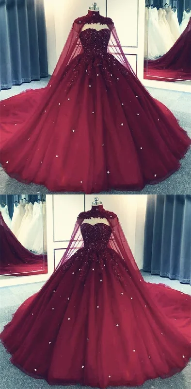 Exclusive Sale Playful Elegance Tulle Ball Gown Prom Dress With Cape  S8254