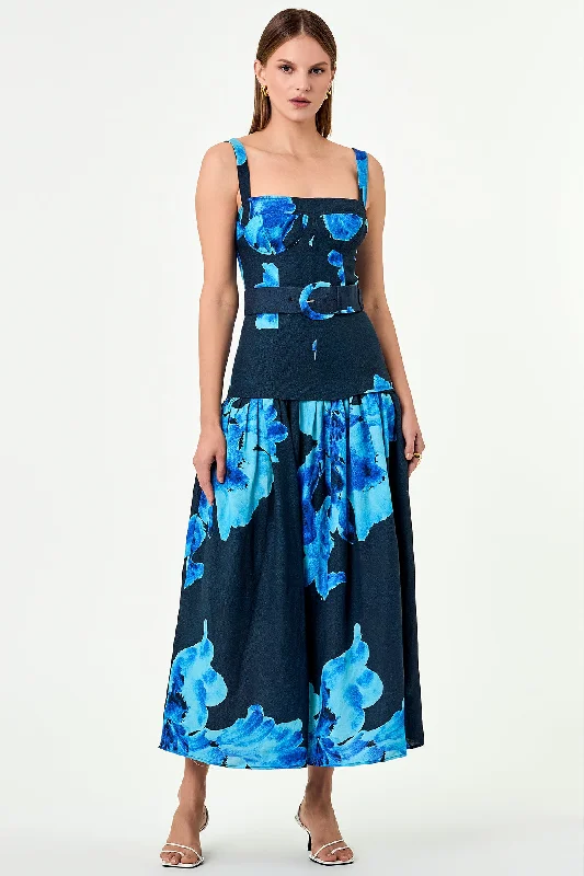 Romantic Fashion Discounts Minimalist Office - Ready Style Lidia Dress - Thalia Floral Navy