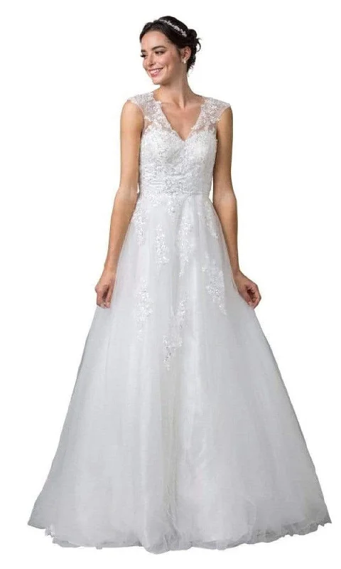 Playful Fashion Offers Coastal Beach - Inspired Style Aspeed Bridal - W2443 V Neck Classic Wedding Dress