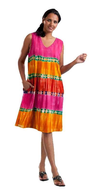 Casual Chic Deals Timeless Elegant La Cera Tie-Dye Sleeveless Short Dress