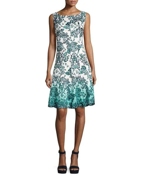 Hot Brand Discounts Subtle Sophistication Chetta B - Sleeveless Multi-Print A-Line Dress B1708928 - 1 pc Aqua Multi In Size 12 Available