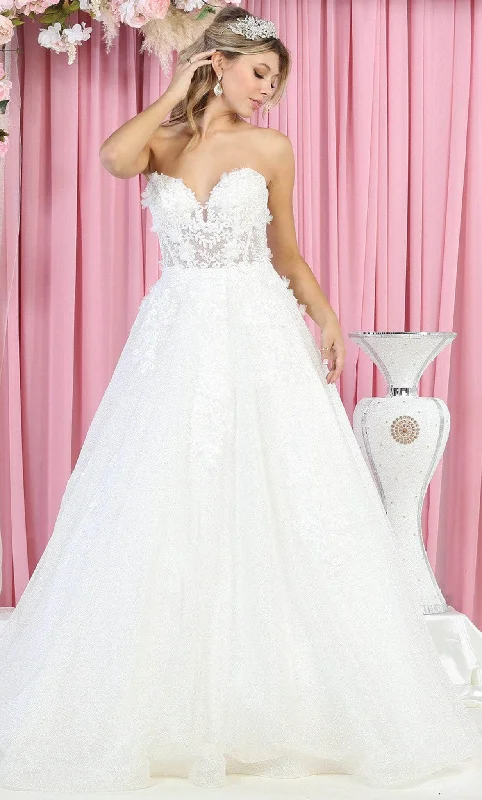 Additional Time-Limited Offers Dreamy Draping May Queen RQ7938 - Floral Strapless Bridal Dress