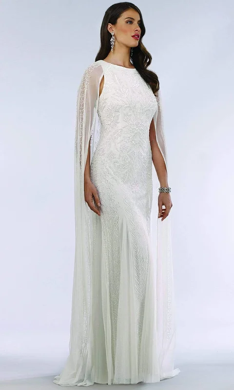 Fall Sale, Prices Drop Romantic Flair Lara Dresses - 51045 Caped Sleeveless Beaded Lace Bridal Dress