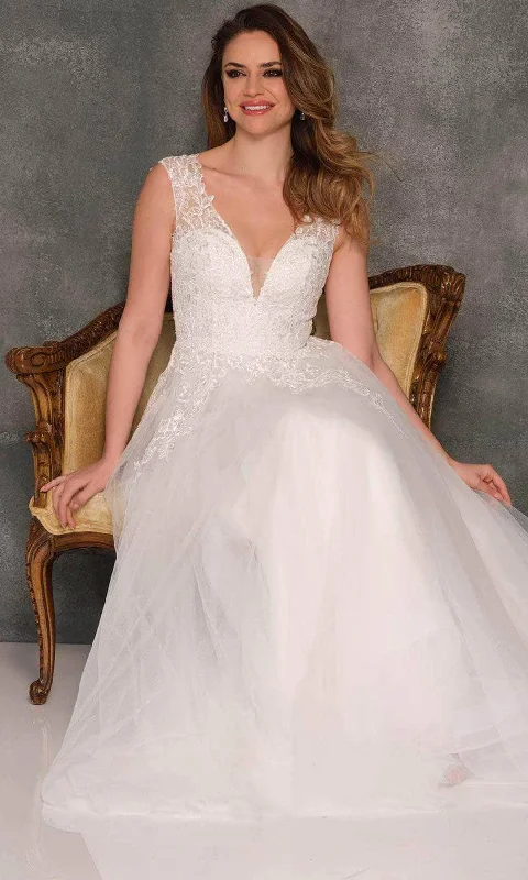 Elegant Style Casual Weekend Relaxed Style Dave & Johnny Bridal A10464 - Full Sheer Back Bridal Gown