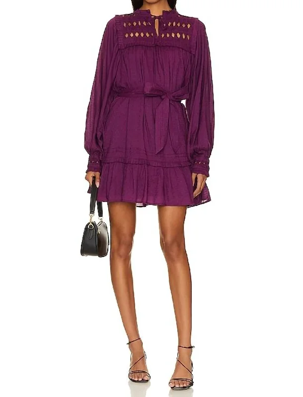 Urban Fashion Casual Chic Musette Mini Dress In Aubergine