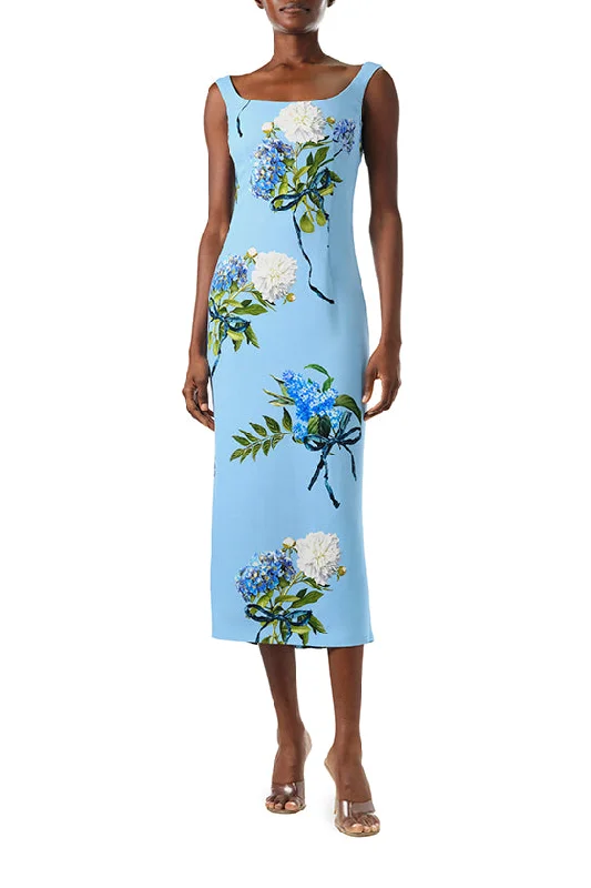 Chic And Trendy Charming Silhouette Scoop Neck Floral Midi Dress