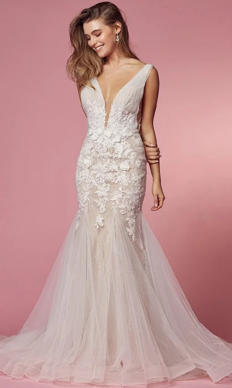 Fresh Styles, Fresh Deals Elegant Details Nox Anabel Bridal JE917 - Plunging V-Neck Bridal Gown