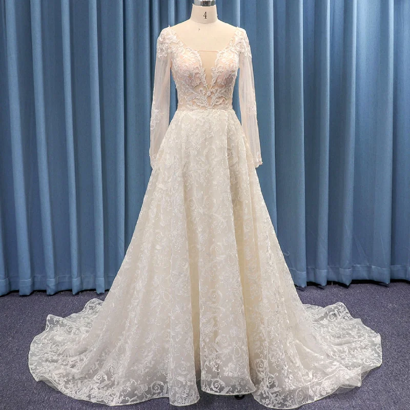 Huge Price Cut Save on Classic Elegant Styles Elegant A-line Bridal Gowns Wedding Dresses with Long Sleeve