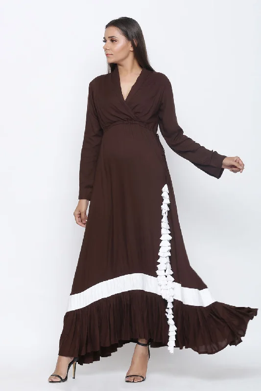 Sale Event, Prices Rock Luxe Layering Coffee Drawstring Gown Dress