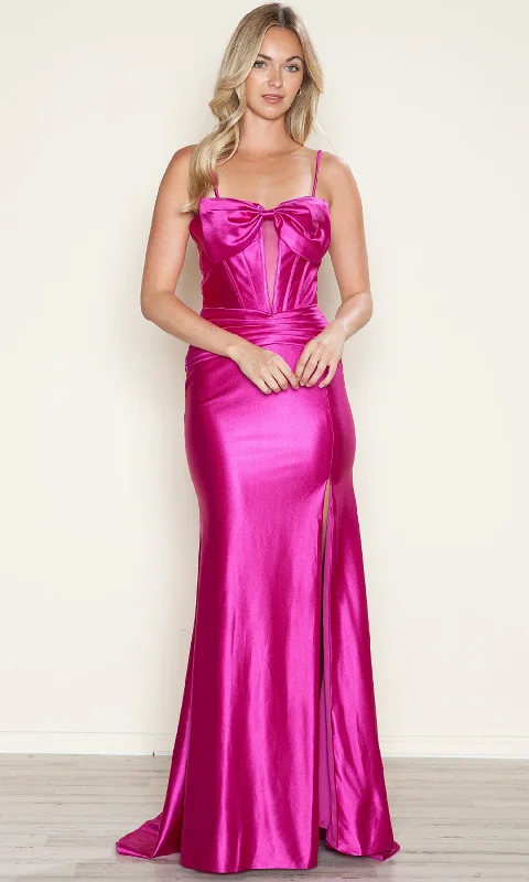 Trendy Looks On Sale Minimalist Chic Poly USA 9644 - Bow Accented Sweetheart Satin Prom Dress