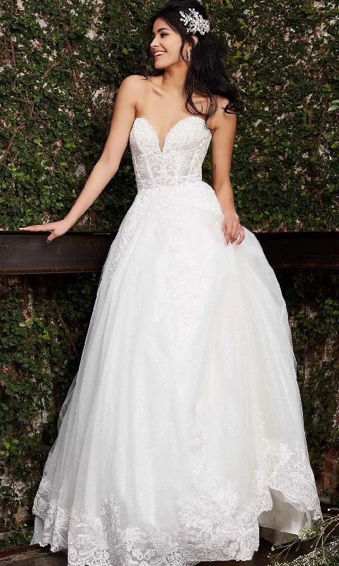 Fast Fashion Favorites Exquisite Craftsmanship Jovani Bridal - JB07265 Embroidered Applique A-Line Bridal Gown