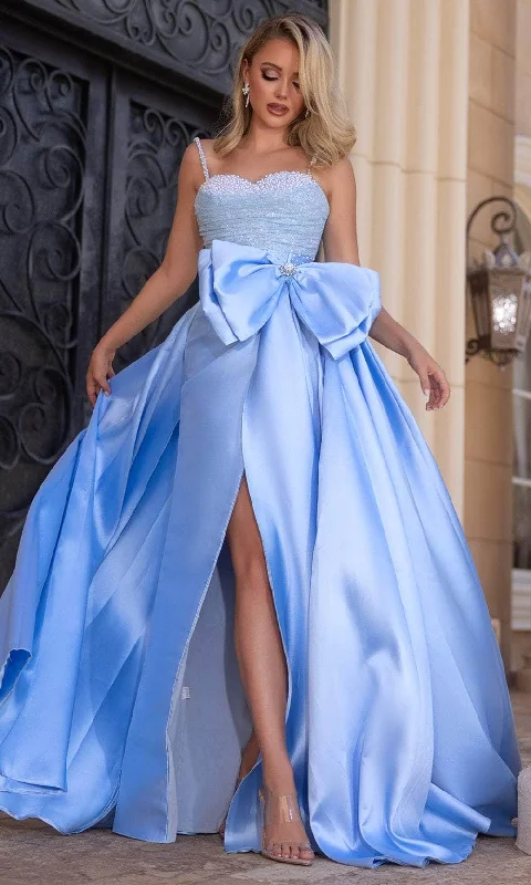 Statement Fashion Offers Romantic Date - Night Ensemble Portia and Scarlett PS25651E - Elegant Satin Beaded Bodice Prom Gown