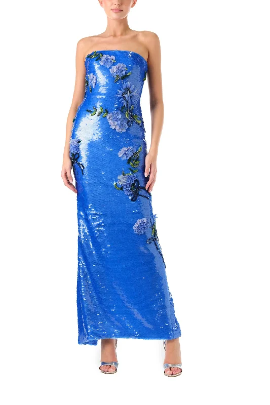 Catch Every Fashion Trend Romantic Date - Night Ensemble Floral Embroidered Sequin Gown