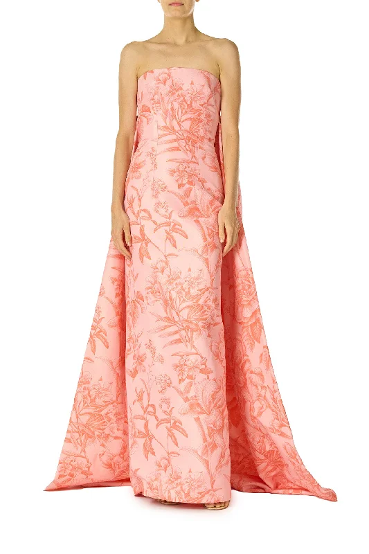 Trendy Threads Romantic Detailing Floral Print Column Gown