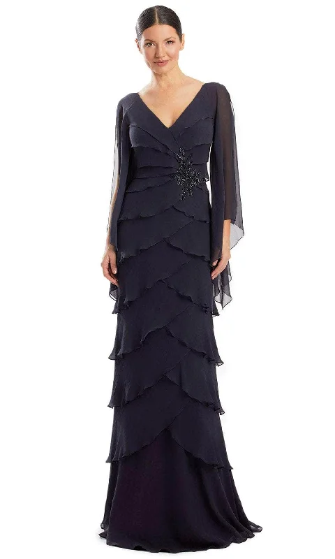 Edgy Fashion Deals Grab Romantic Date - Night Styles Now Alexander by Daymor 1957S24 - Long Sleeve Tiered Evening Dress