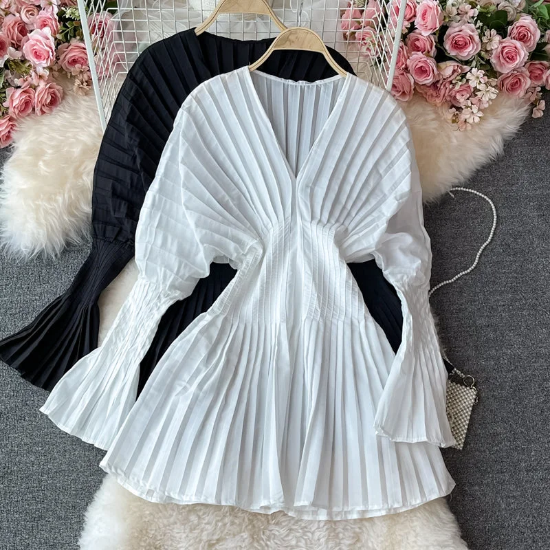 Trendy Threads Boho - Chic Festival - Ready Style Unique V Neck Long Sleeve Dress Fashion Dress  10911