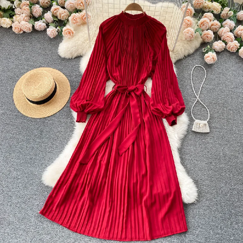 Style Revolution Elegant Attire Simple Chiffon Long Sleeve Dress A Line Fashion Dress  10845