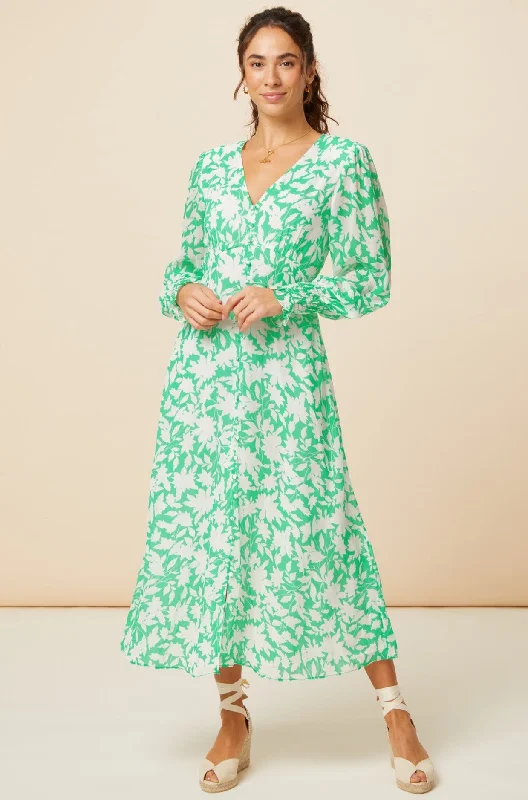 Limited Edition Formal Outfit Long Sleeve Sally Anne Dress | Green/Ivory