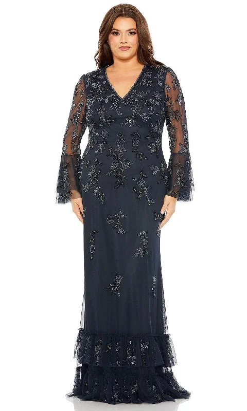 Holiday Attire Sale Bohemian Vibe Mac Duggal 9239 - V-Neck Flutter Long Sleeve Dress