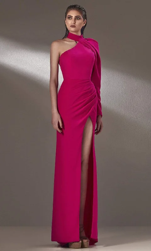 Hot Picks Refined Look MNM Couture - K3892 One Shoulder Long Sleeve Evening Dress