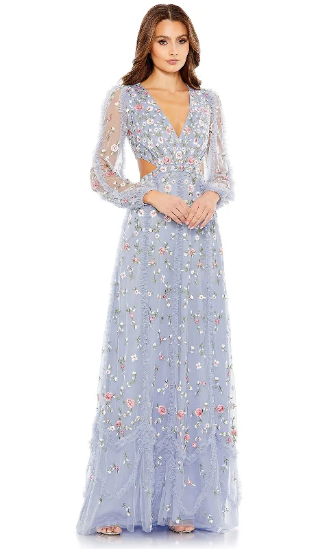 Popular Collection Subtle Sophistication Mac Duggal 35107 - Sheer Long Sleeve V-Neck Long Dress