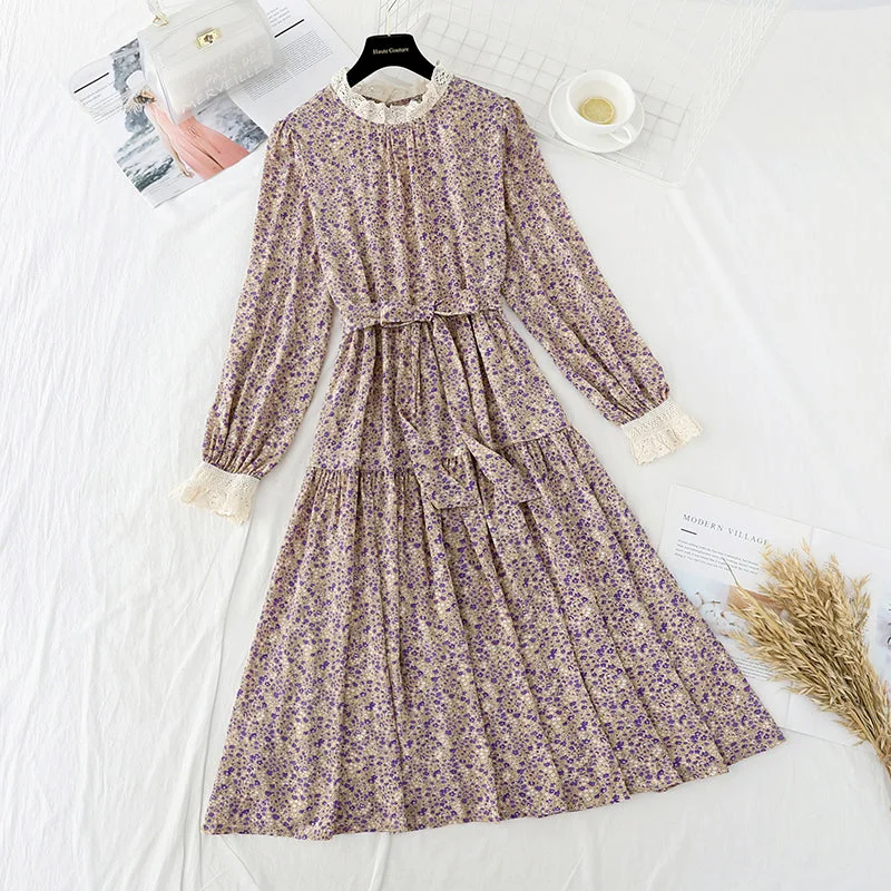 Bold Fashion Sales Romantic Flair Retro waistband, slim temperament, gentle wind, Long Sleeve Chiffon Skirt  3893