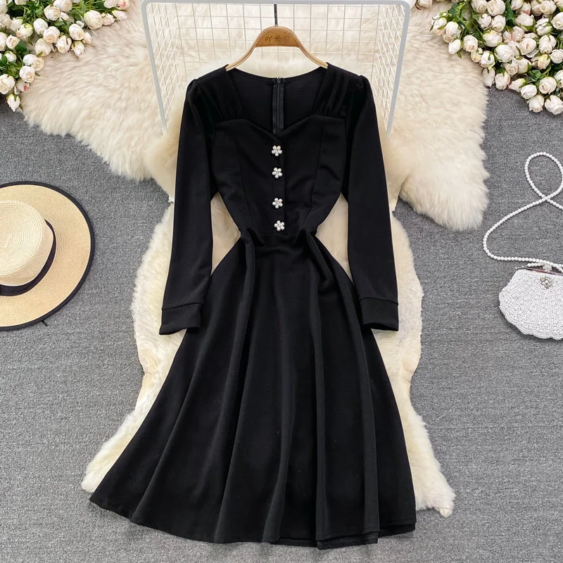 The Latest Fashion Trends Hollywood Glam Award - Show Style Black A Line Long Sleeve Dress Fashion Dress  10903