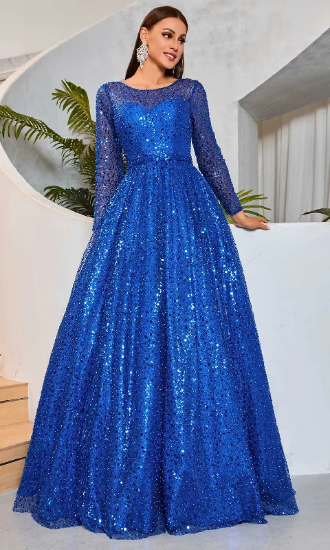 Flash Sale, Don'T Miss Soft Textures J'Adore Dresses J25005 - Long Sleeve Sparkle Evening Dress