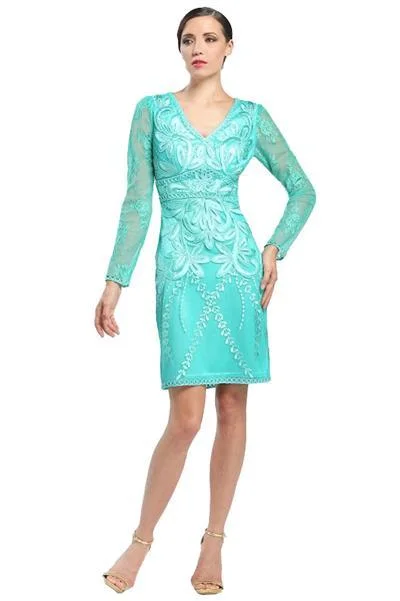 Step Ahead, Lead The Trend Vintage Elegance Sue Wong - Long Sleeve Embroidered Sheath Dress N4516SC