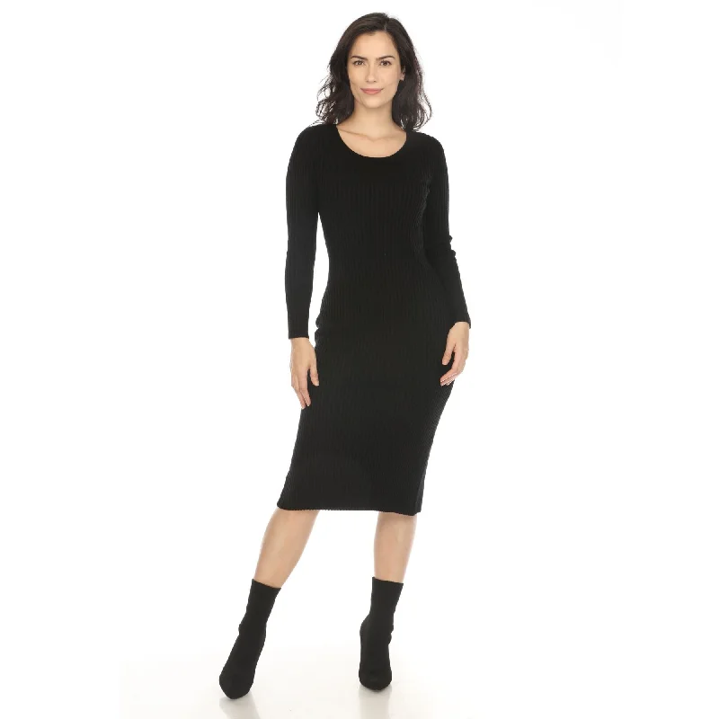 Massive Selection Sale Dreamy Draping Women's Long Sleeve Rib Midi Sweater Dress