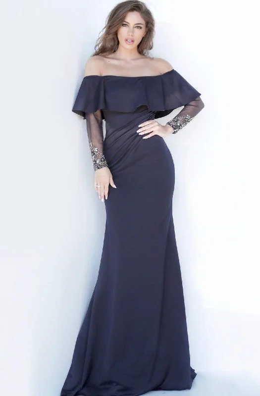 End Of Season Sale Urban Sophistication Jovani 1152 - Off-Shoulder Long Sleeves Trumpet Dress