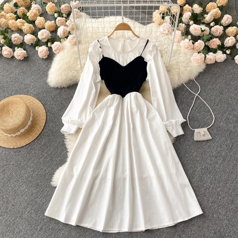 Elegant Style Elegant Details Cute A Line Long Sleeve Dress A Line Fashion Dress  10666