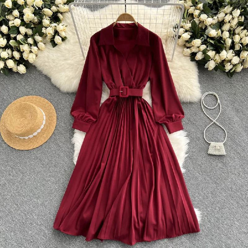 Flash Sale, Don'T Miss Romantic Date - Night Ensemble Simple V Neck Long Sleeve Dress A Line Fashion Dress  10946